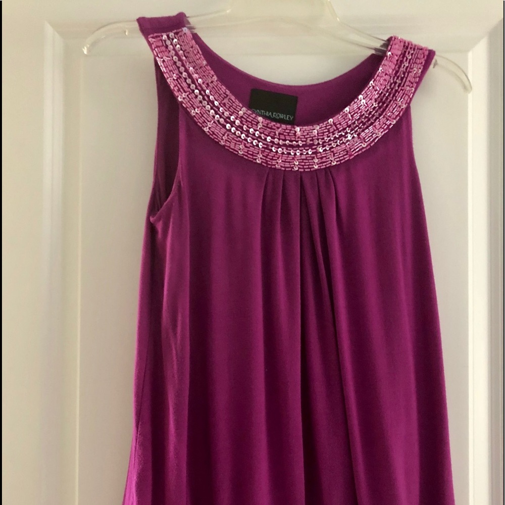 Cynthia Rowley Beaded Purple Tank